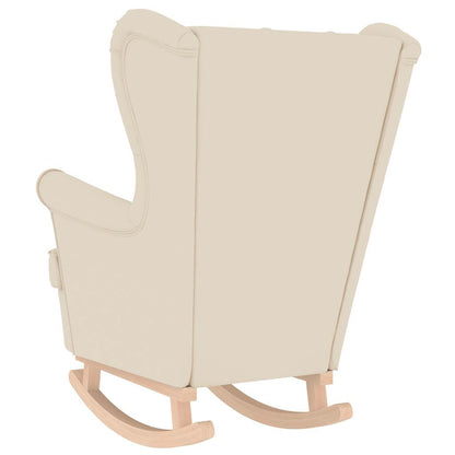 Sedia a Dondolo Bianca 74x90x102 cm in Lino - homemem39