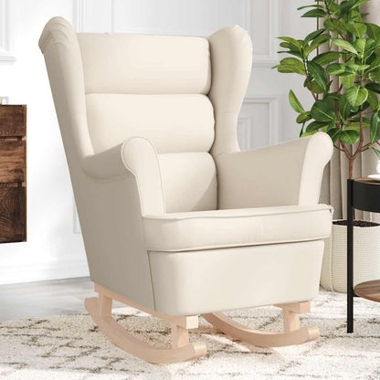 Sedia a Dondolo Bianca 74x90x102 cm in Lino - homemem39