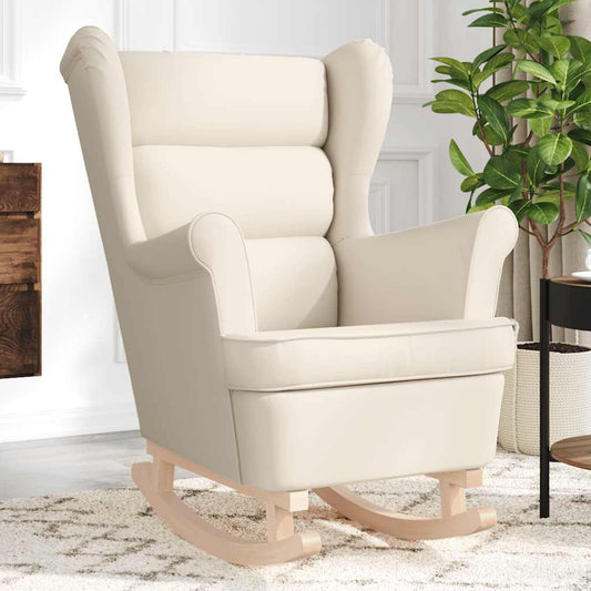 Sedia a Dondolo Bianca 74x90x102 cm in Lino - homemem39