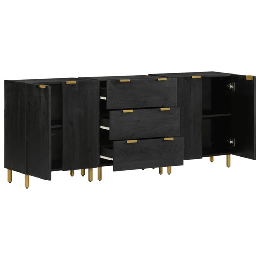 Credenze 3 pz Nere in Legno Multistrato | homemem39