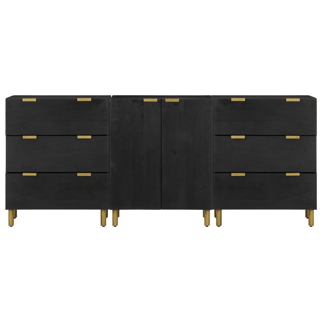 Credenze 3 pz Nere in Legno Multistrato | homemem39