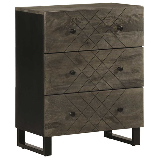 Credenze 2 pz Nere 60x33x75 cm in Legno Massello di Mango | homemem39