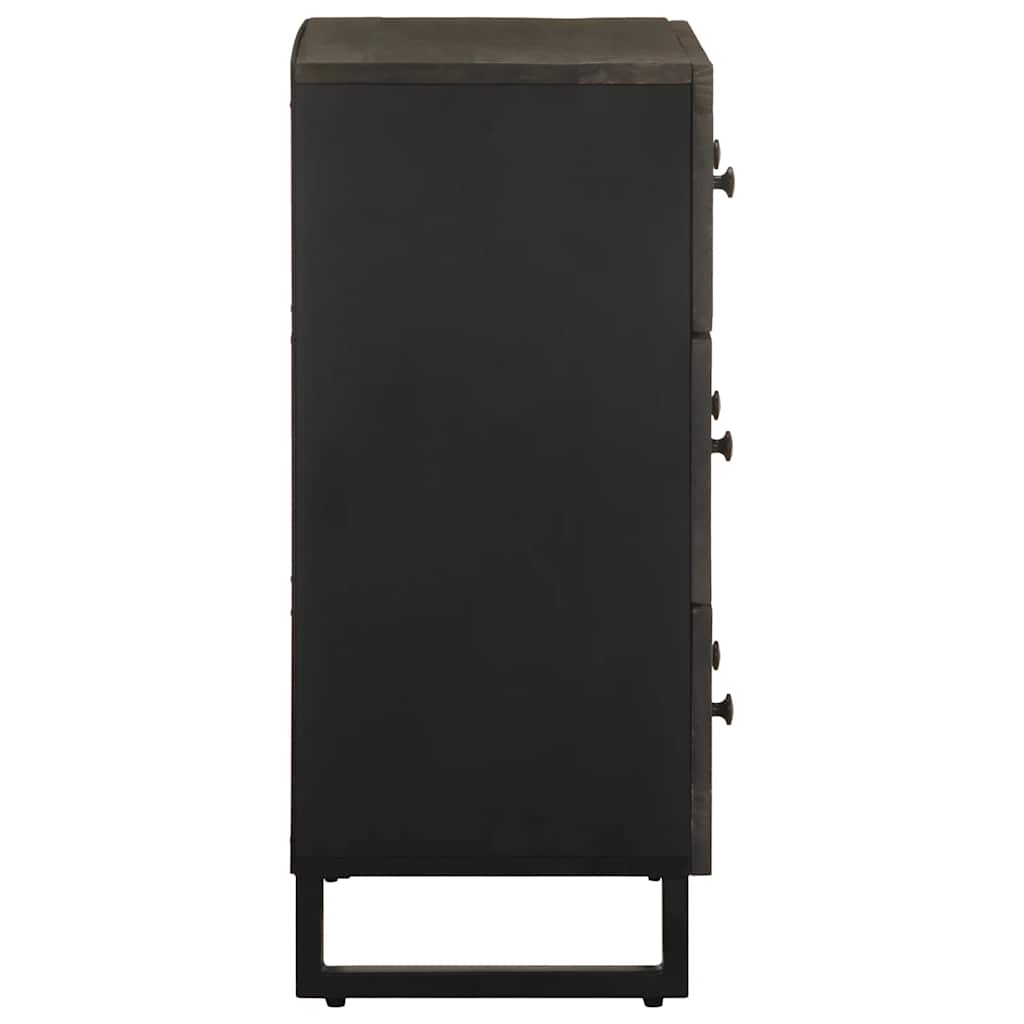 Credenze 2 pz Nere 60x33x75 cm in Legno Massello di Mango | homemem39