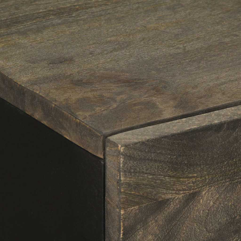 Credenze 2 pz Nere 60x33x75 cm in Legno Massello di Mango | homemem39