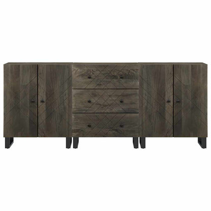 Credenze 3 pz Nere 60x33x75 cm in Legno Massello di Mango | homemem39