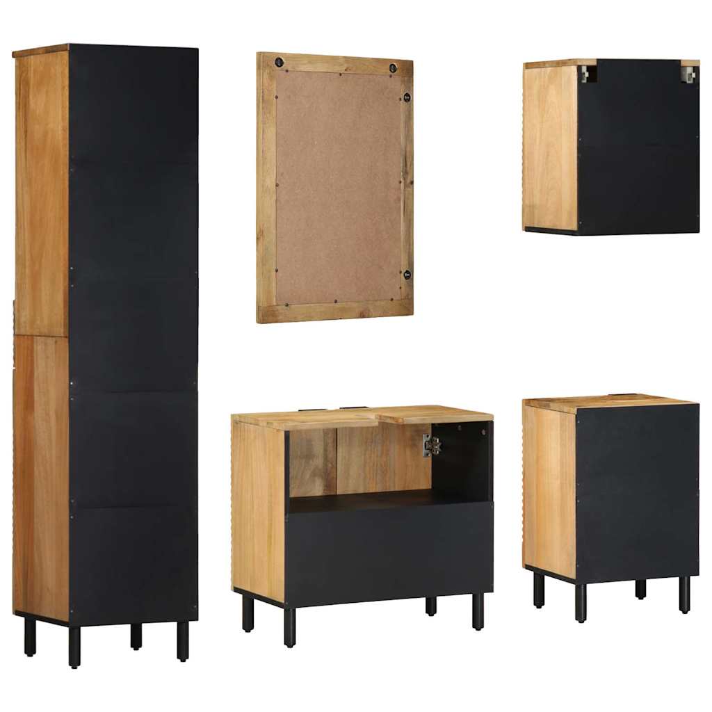 Set Mobili da Bagno 5 pz Marrone in Legno Massello di Mango | homemem39