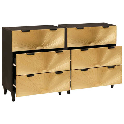 Set di Credenze 2 pcs Nero e Ottone 120 x 33 x 75 cm