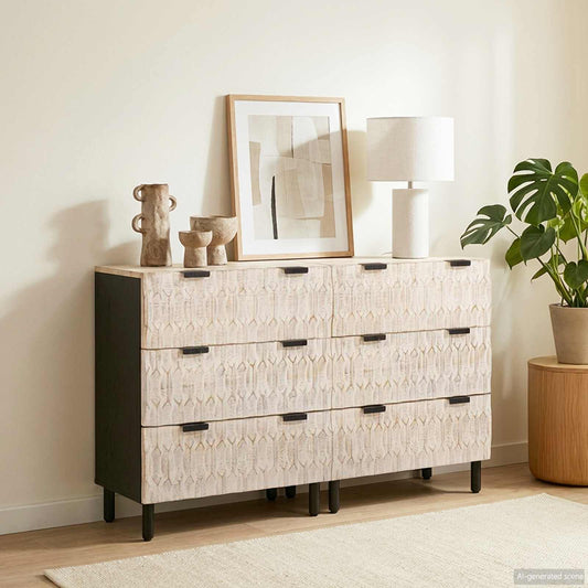 Credenza 2 pcs Finitura Bianco Lavato 60 x 33 x 75 cm