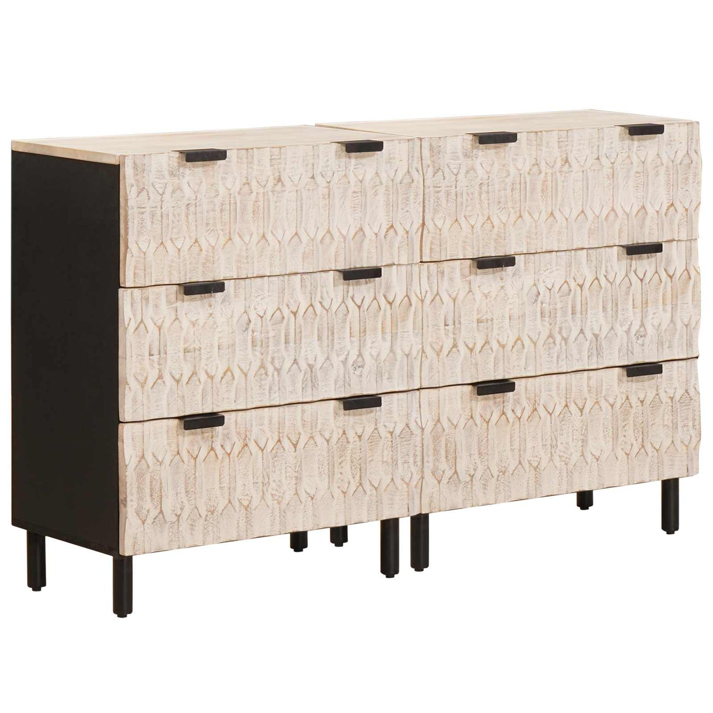 Credenza 2 pcs Finitura Bianco Lavato 60 x 33 x 75 cm