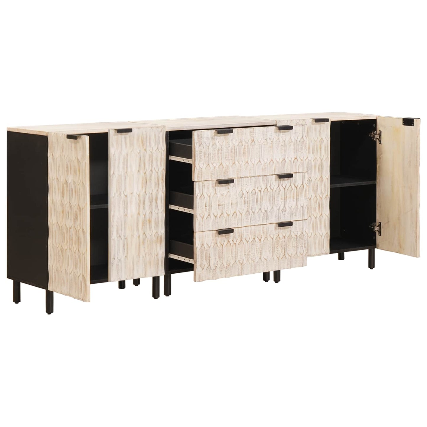 Credenza 3 pcs Finitura Bianco Lavato 180 x 33 x 75 cm