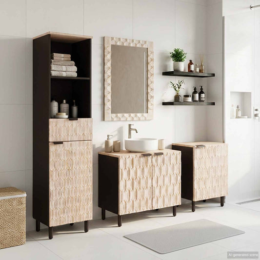 Set da Bagno con cassetto 4 pcs Finitura Bianco Lavato | homemem39