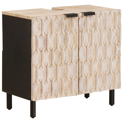 Set da Bagno Finitura Bianco Lavato Legno di mango massello