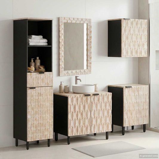 Set da Bagno con cassetto 5 pcs Finitura Bianco Lavato | homemem39