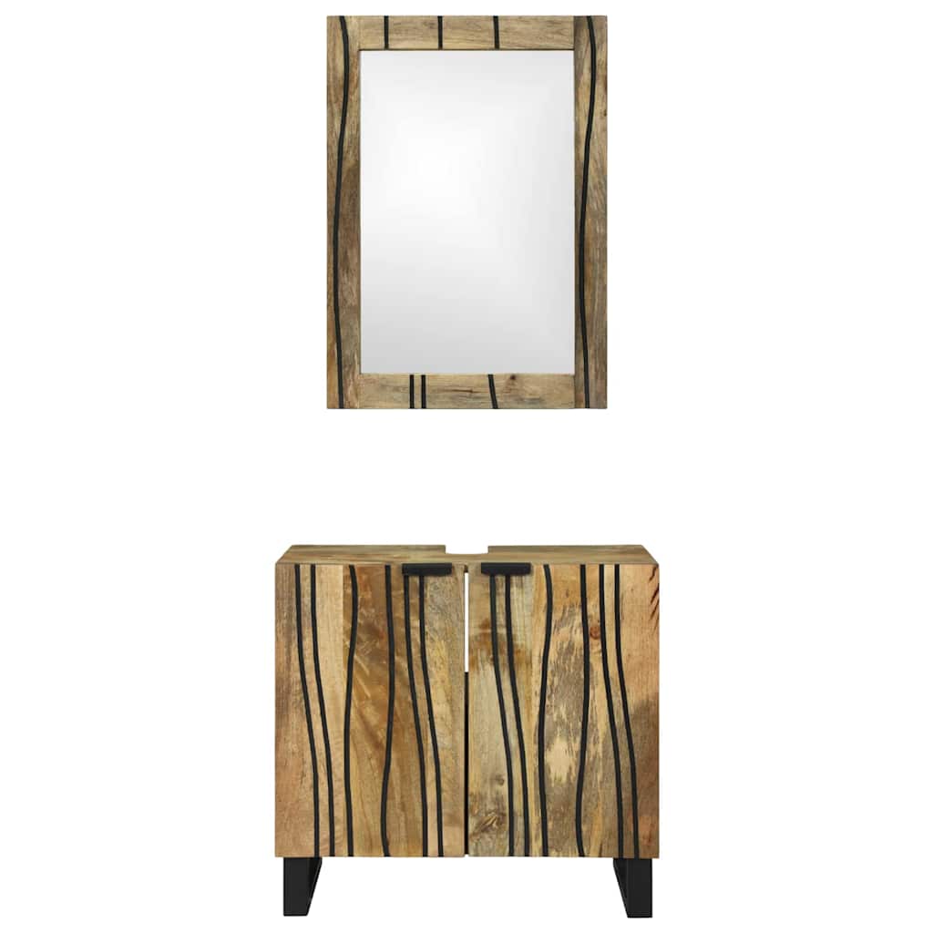 Set di Armadi da Bagno 2 pcs Naturale Legno di mango massello | homemem39