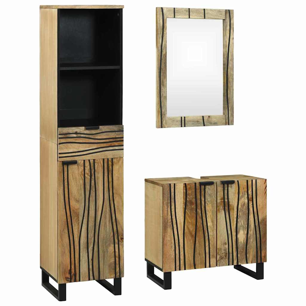 Set di mobili per il bagno 3 pcs Marrone Legno multistrato | homemem39