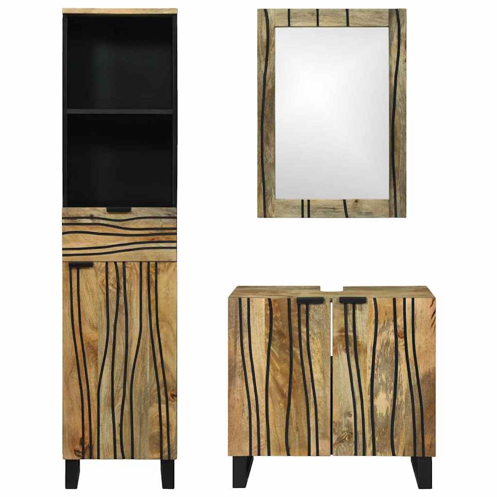 Set di mobili per il bagno 3 pcs Marrone Legno multistrato | homemem39