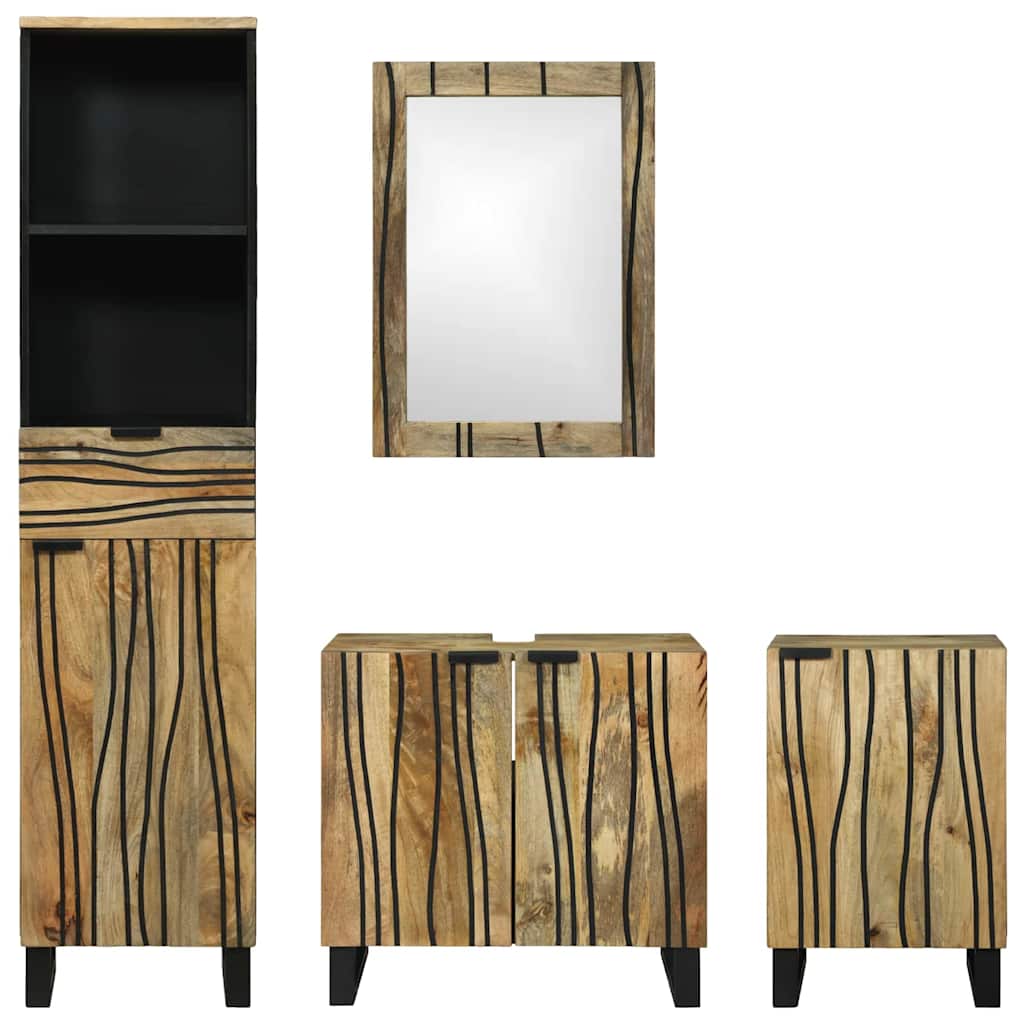 Set di mobili per il bagno 4 pcs Marrone Legno multistrato | homemem39