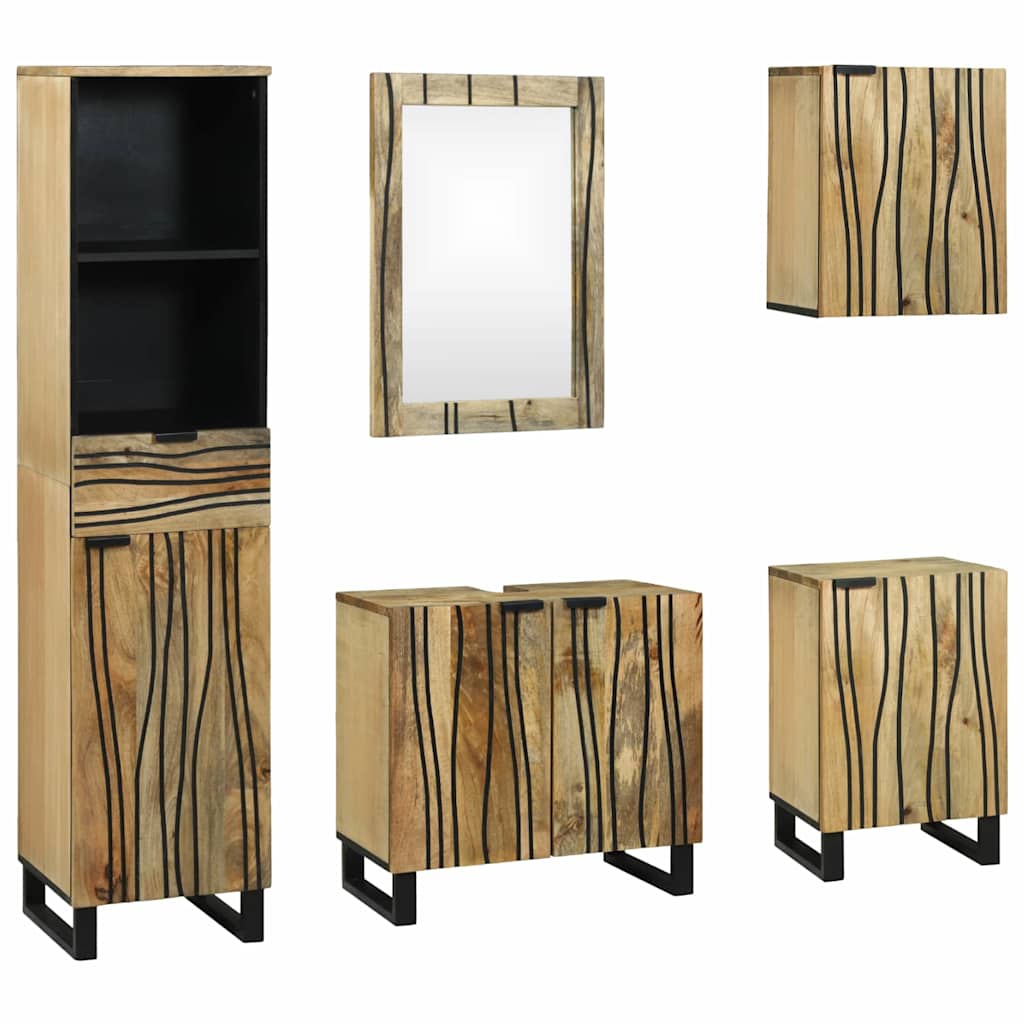 Set di mobili per il bagno 5 pcs Marrone Legno multistrato | homemem39