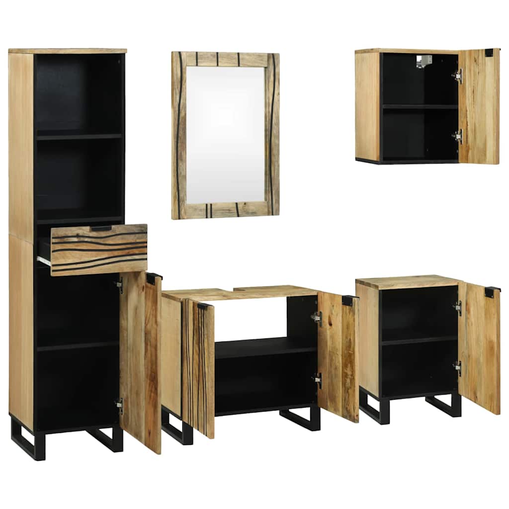 Set di mobili per il bagno 5 pcs Marrone Legno multistrato | homemem39