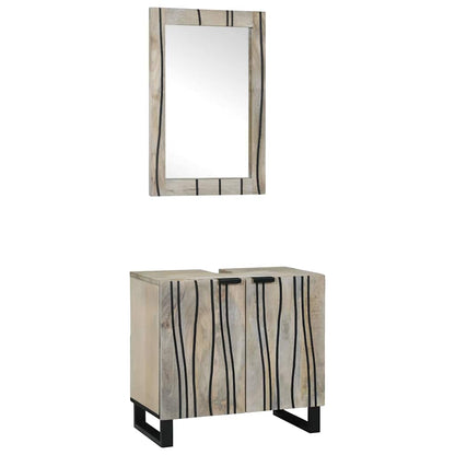 Set di Armadi da Bagno 2 pcs Bianco Legno di mango massello | homemem39