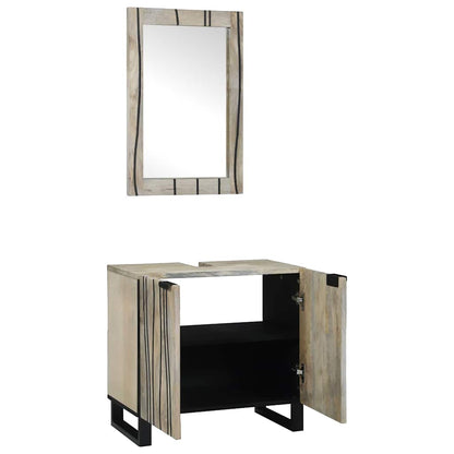 Set di Armadi da Bagno 2 pcs Bianco Legno di mango massello | homemem39