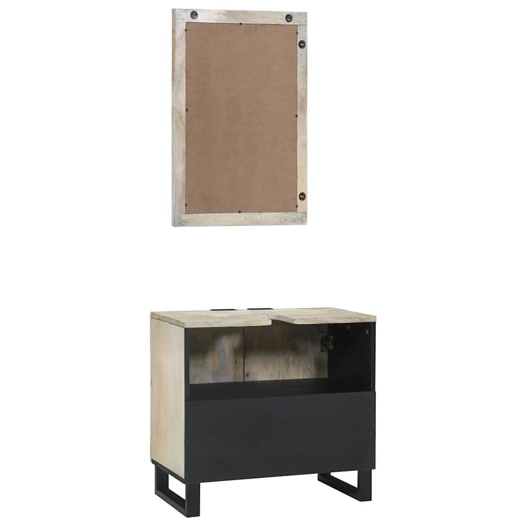 Set di Armadi da Bagno 2 pcs Bianco Legno di mango massello | homemem39