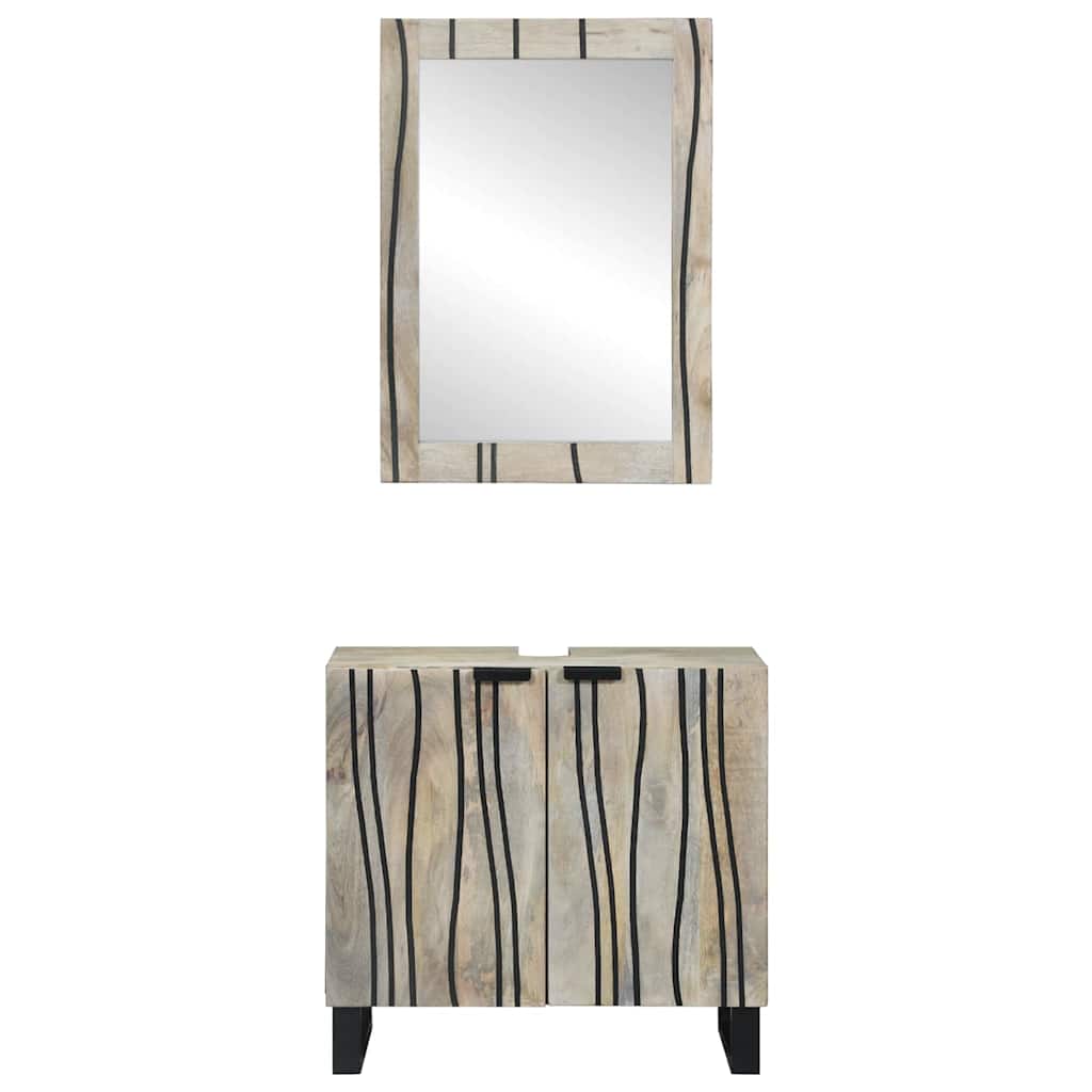 Set di Armadi da Bagno 2 pcs Bianco Legno di mango massello | homemem39
