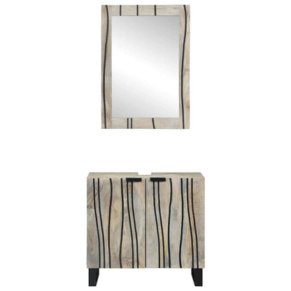 Set di Armadi da Bagno 2 pcs Bianco Legno di mango massello | homemem39