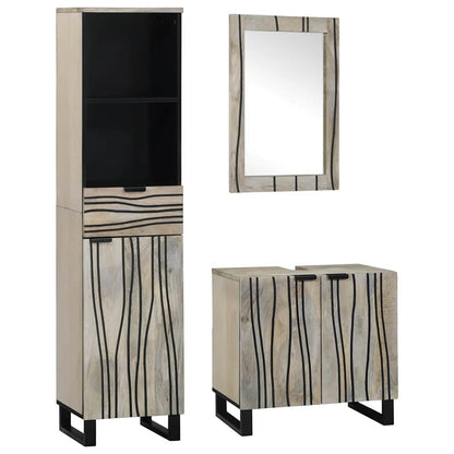 Set di mobili per il bagno 3 pcs Bianco Legno multistrato | homemem39