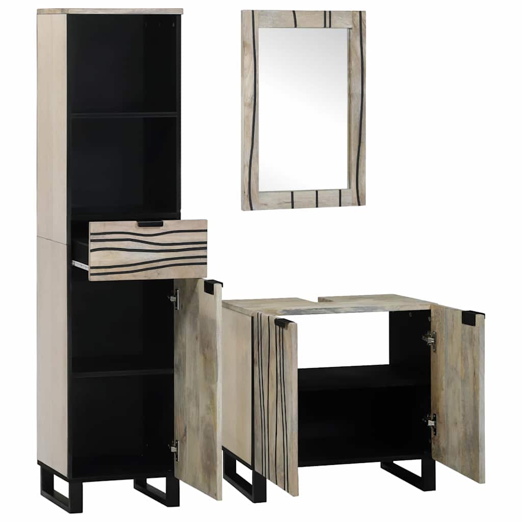 Set di mobili per il bagno 3 pcs Bianco Legno multistrato | homemem39