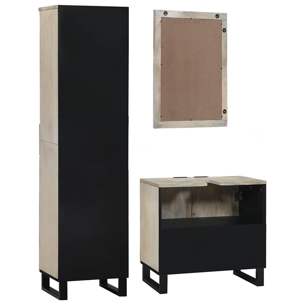Set di mobili per il bagno 3 pcs Bianco Legno multistrato | homemem39