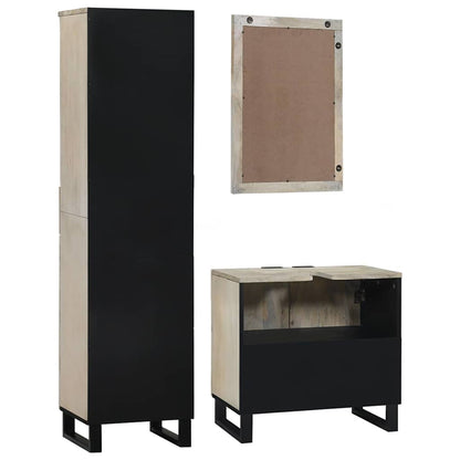 Set di mobili per il bagno 3 pcs Bianco Legno multistrato | homemem39