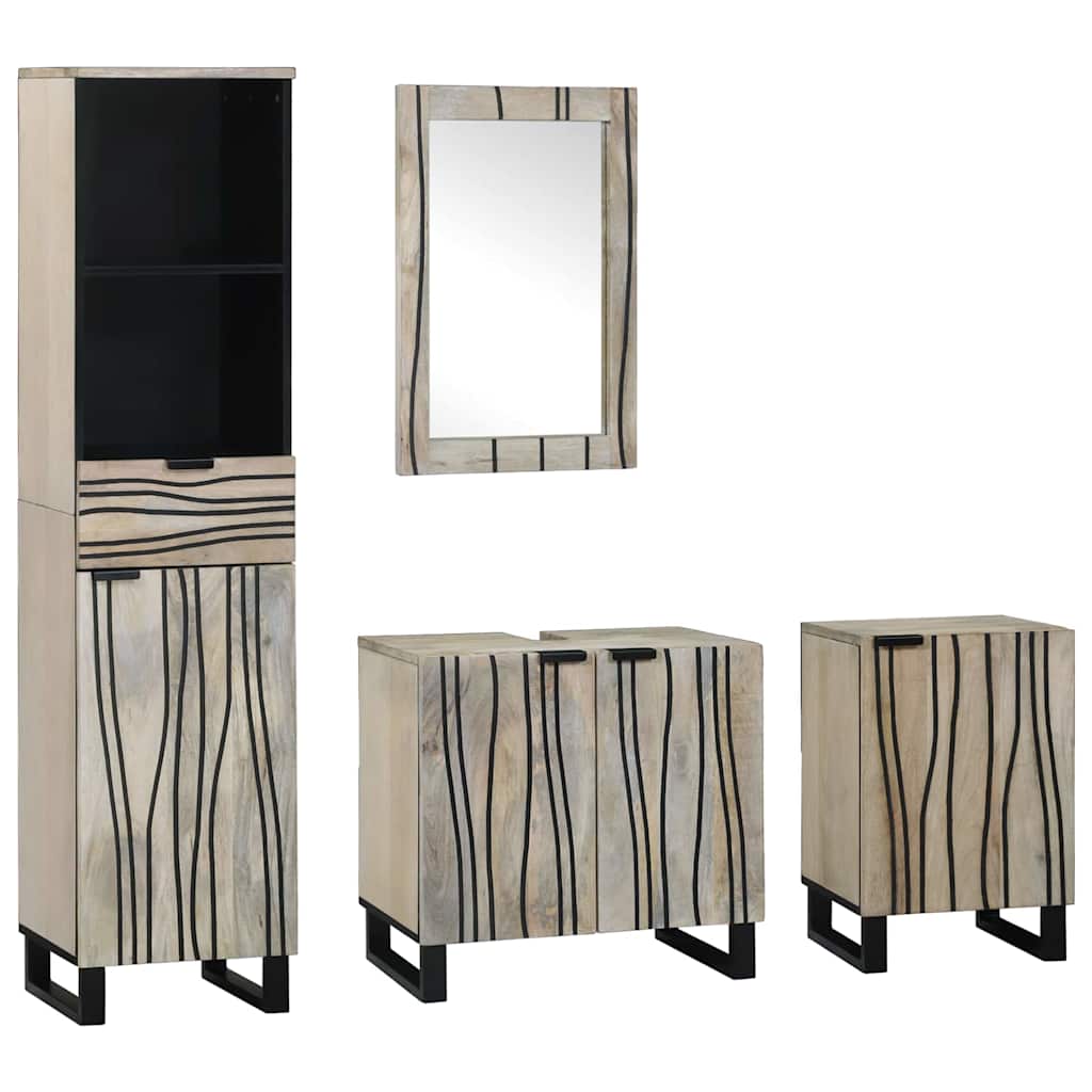 Set di mobili per il bagno 4 pcs Marrone Noce Legno multistrato