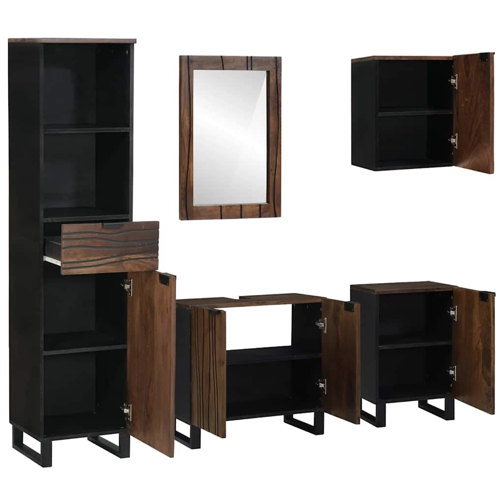 Set di mobili per il bagno 5 pcs Bianco Legno multistrato