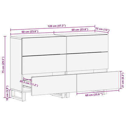 Credenza 2 pcs Marrone 60 x 33 x 75 cm Legno di mango massello | homemem39