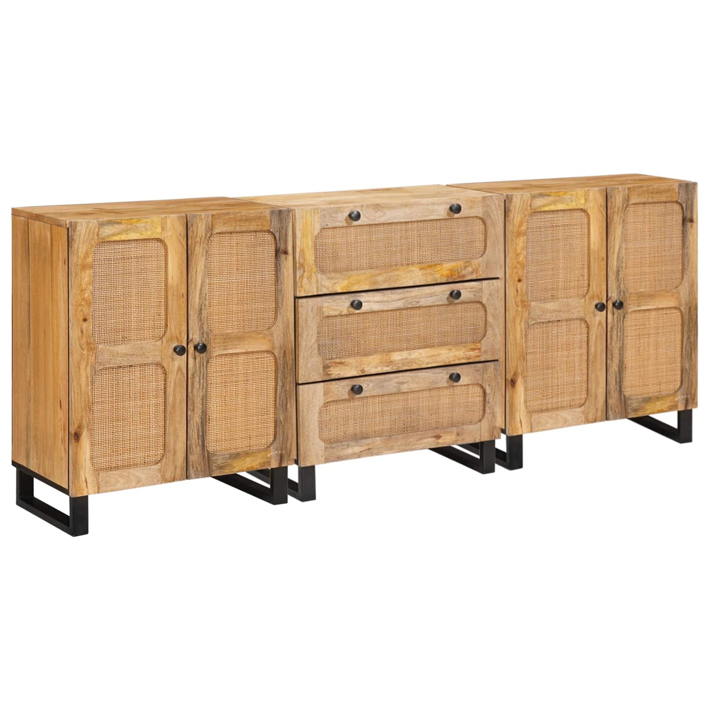 Credenza 3 pcs Marrone 180 x 33 x 75 cm Legno di mango massello