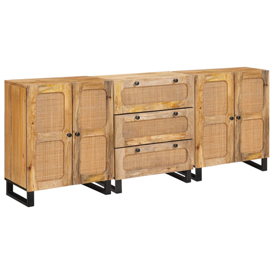 Credenza 3 pcs Marrone 180 x 33 x 75 cm Legno di mango massello