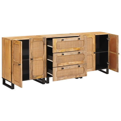 Credenza 3 pcs Marrone 180 x 33 x 75 cm Legno di mango massello