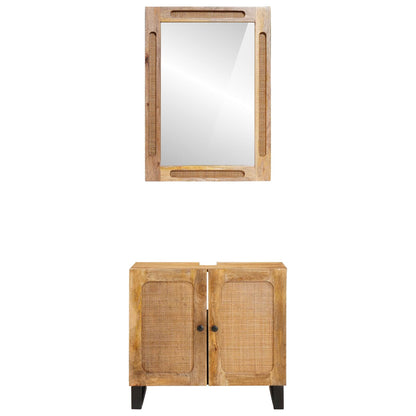 Set da Bagno con porta 2 pcs Marrone Legno di mango massello