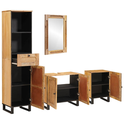 Set da Bagno con cassetto Naturale Legno di mango massello