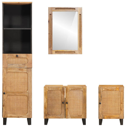 Set da Bagno con cassetto Naturale Legno di mango massello