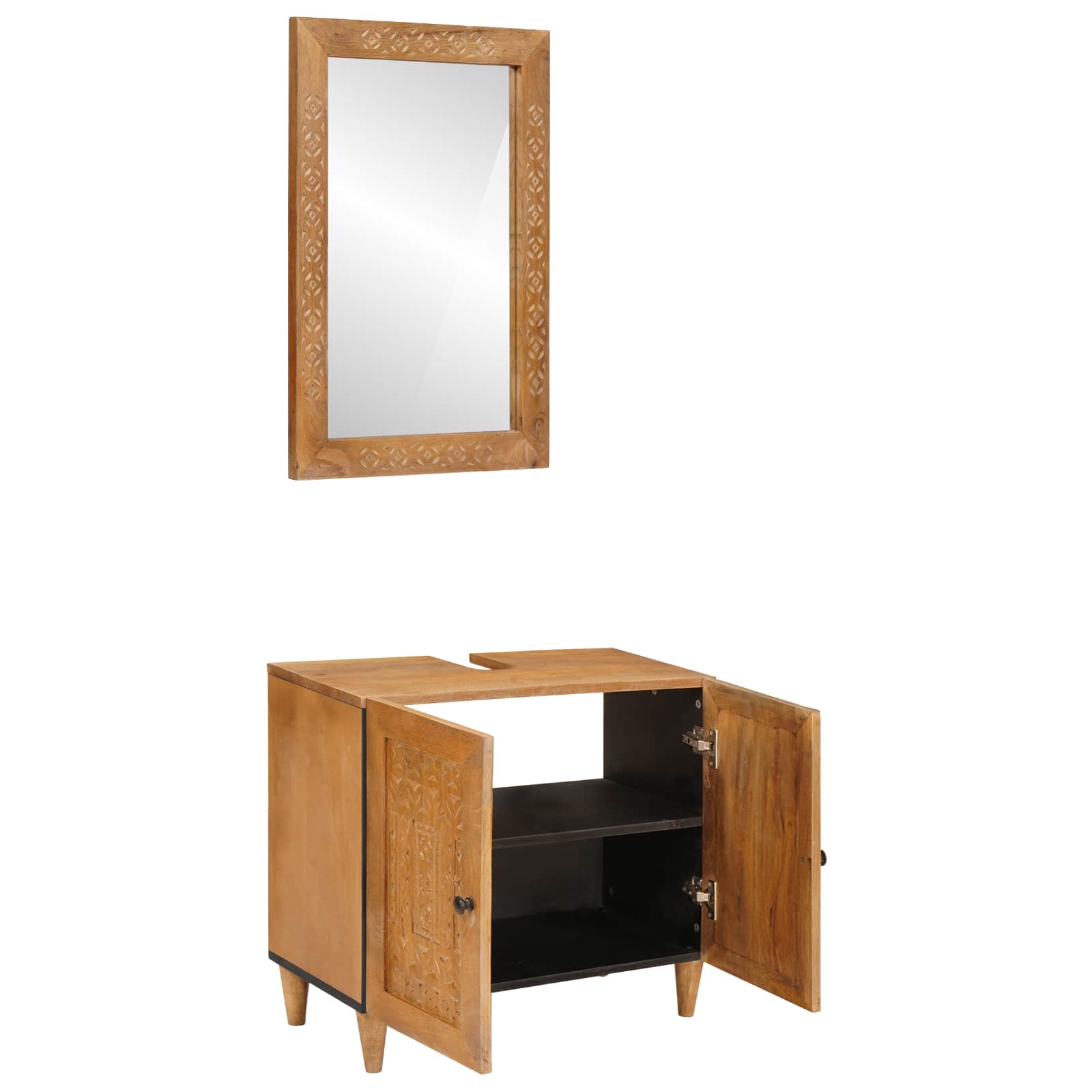 Set di mobili per il bagno 2 pcs Marrone Legno multistrato | homemem39