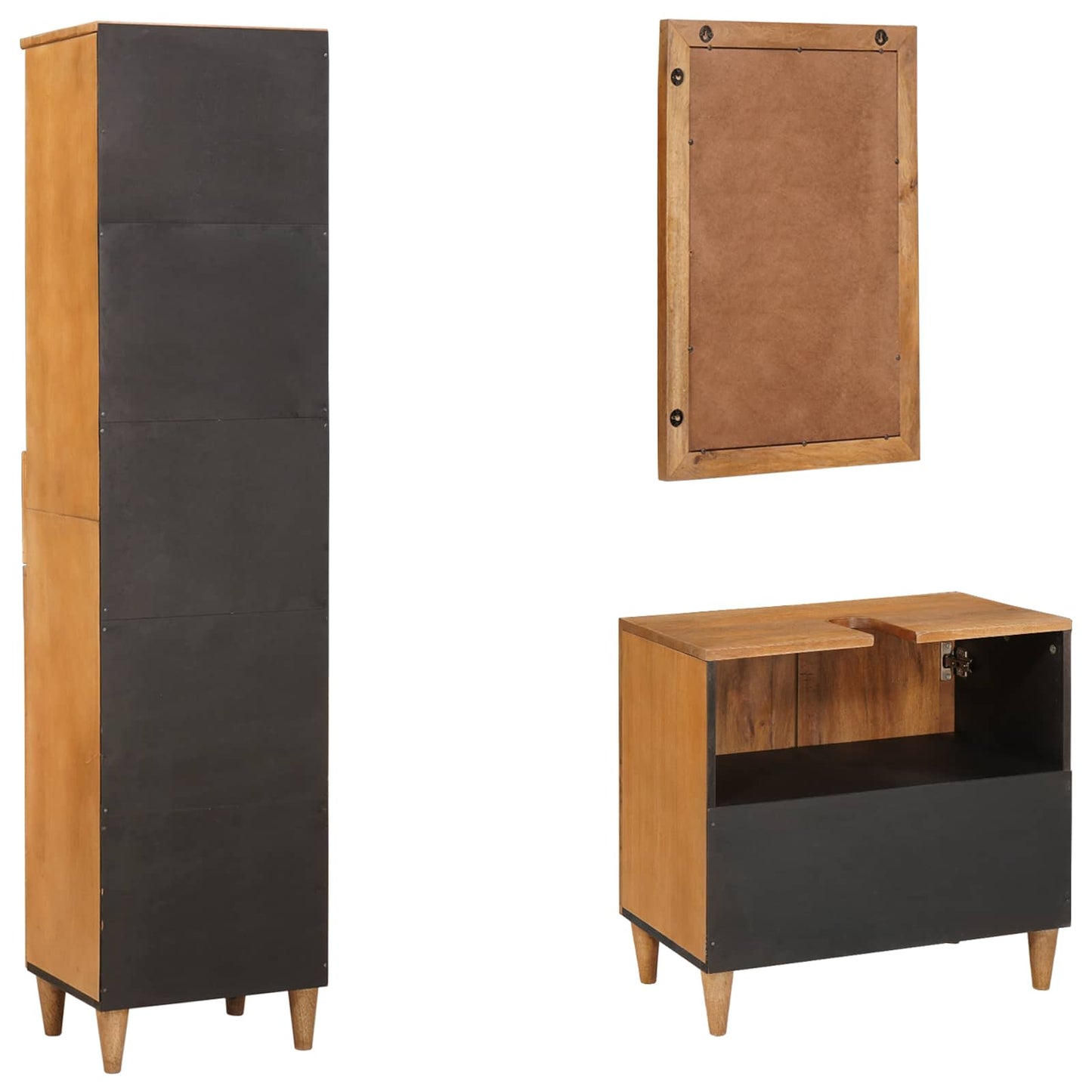 Set di mobili per il bagno 3 pcs Marrone Legno multistrato | homemem39