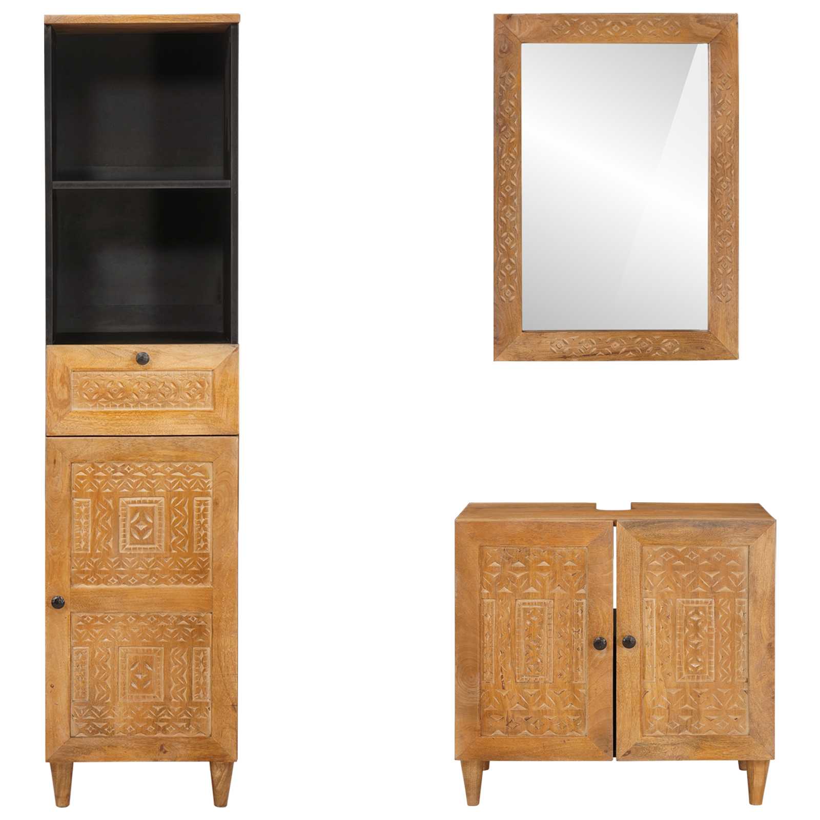 Set di mobili per il bagno 3 pcs Marrone Legno multistrato | homemem39