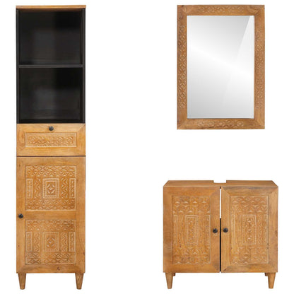 Set di mobili per il bagno 3 pcs Marrone Legno multistrato | homemem39