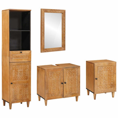 Set di mobili per il bagno 4 pcs Marrone Legno multistrato | homemem39