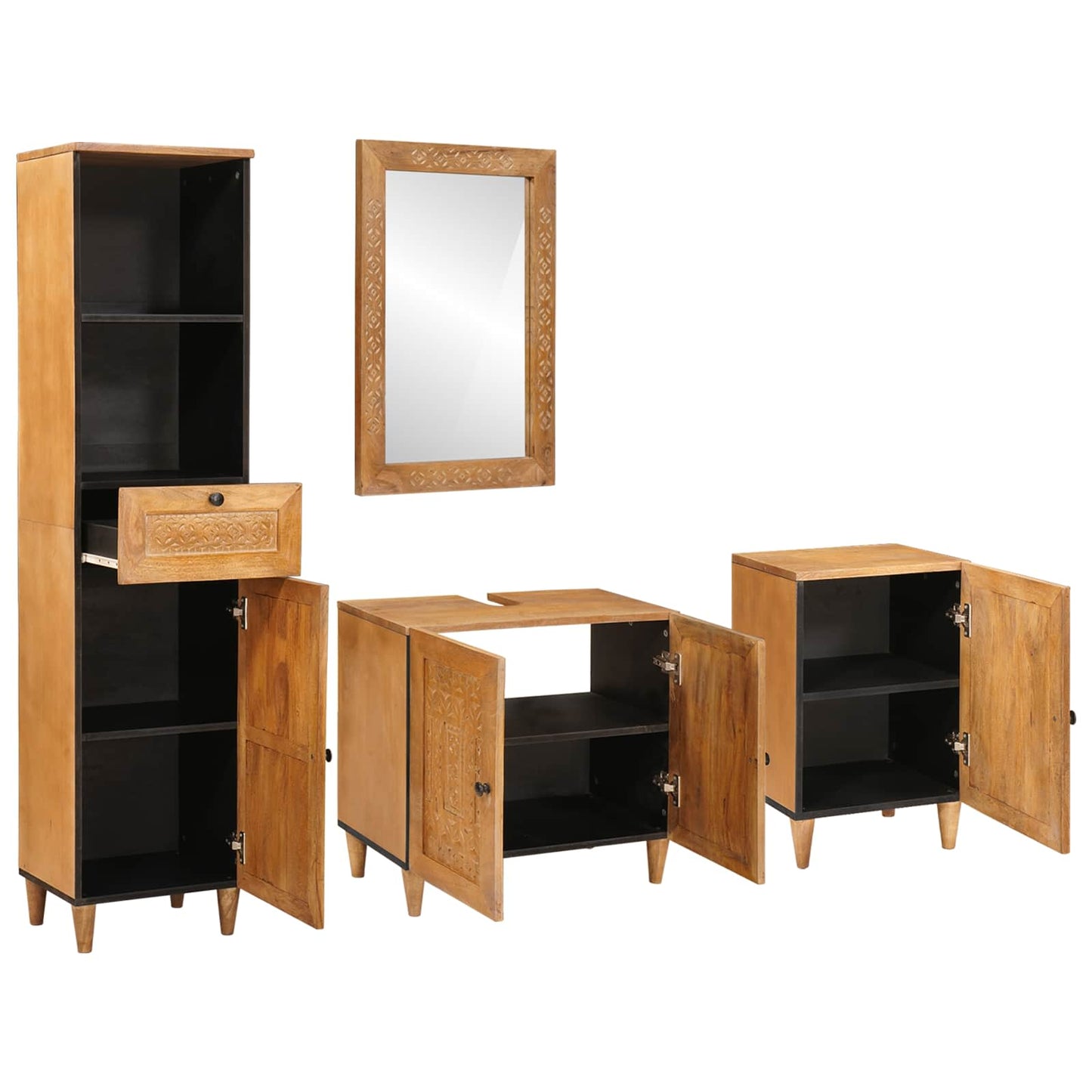 Set di mobili per il bagno 4 pcs Marrone Legno multistrato | homemem39