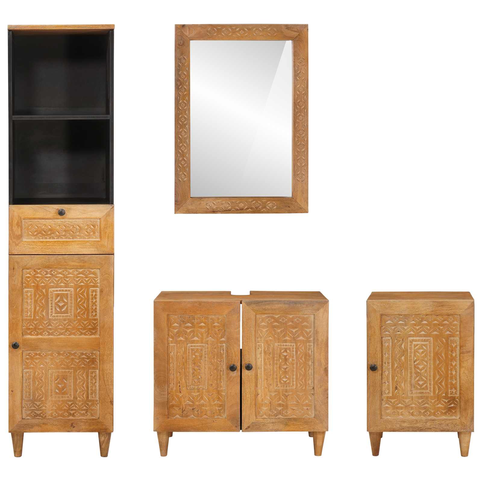 Set di mobili per il bagno 4 pcs Marrone Legno multistrato | homemem39
