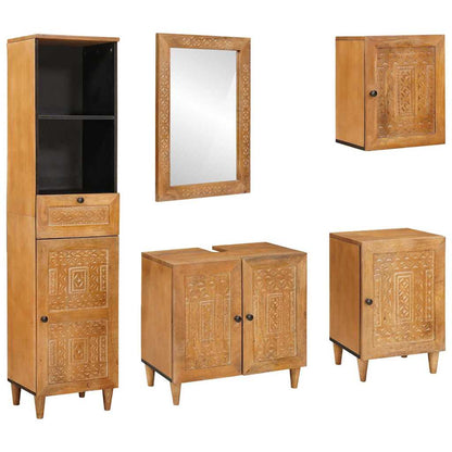 Set di mobili per il bagno 5 pcs Marrone Legno multistrato | homemem39