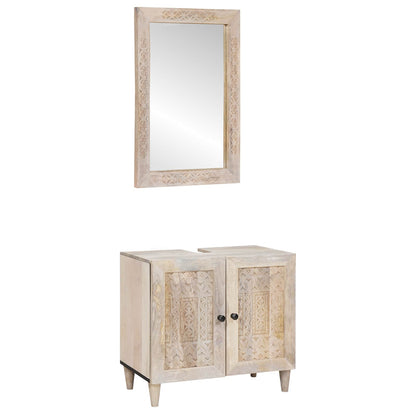 Set di mobili per il bagno 2 pcs Bianco Legno multistrato | homemem39